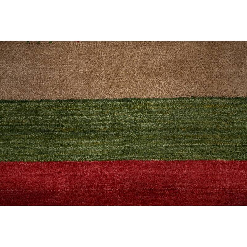 Beige Tribal Gabbeh Oriental Accent Rug Handmade Wool Carpet - 4'2"x 5'8"