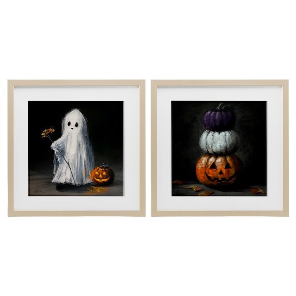 Stupell Vintage Halloween Ghost & Pumpkin Stack Framed Art Design