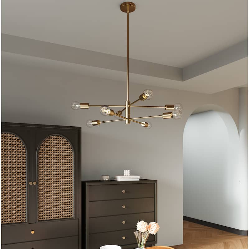 8-Light Metal Dimmable Sputnik Chandelier for Dining Room