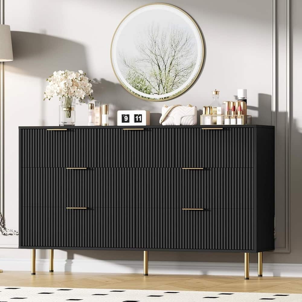 Fluted 6 Drawer Deep Dresser for Bedroom, Living Room, Hallway, Kids Room
