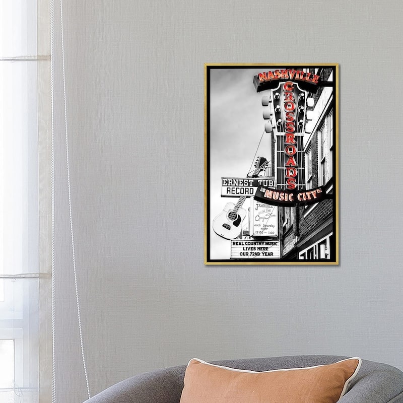 iCanvas "Nashville Music City Red" by Susanne Kremer Framed Canvas Print