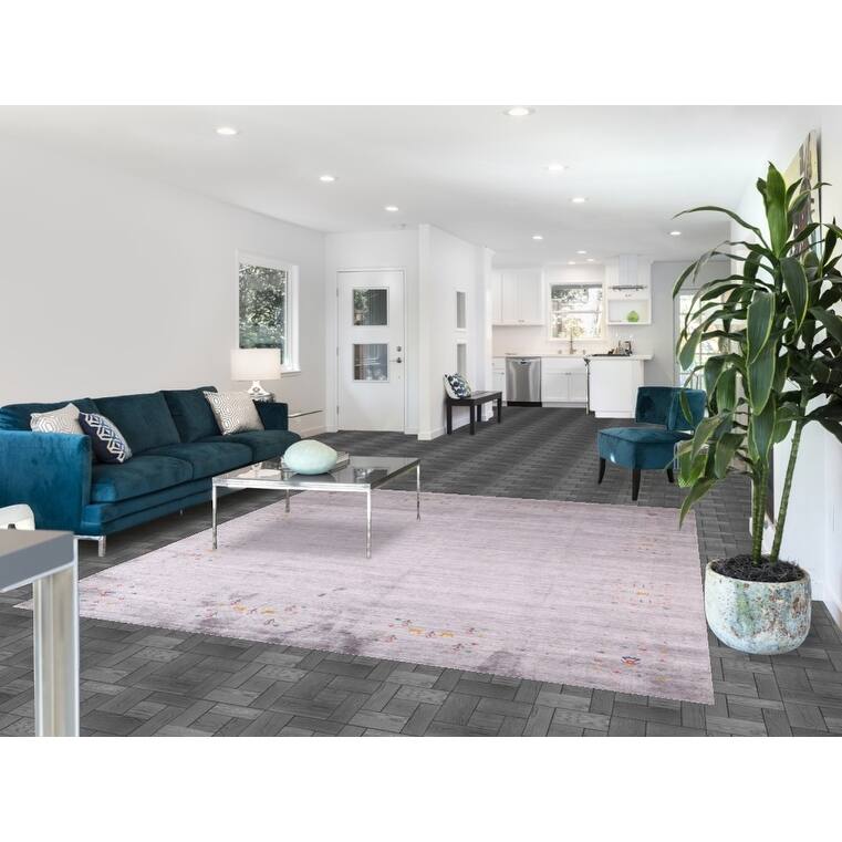 Tribal Gabbeh Indian Square Area Rug Silk Carpet - 7'9" X 8'2"