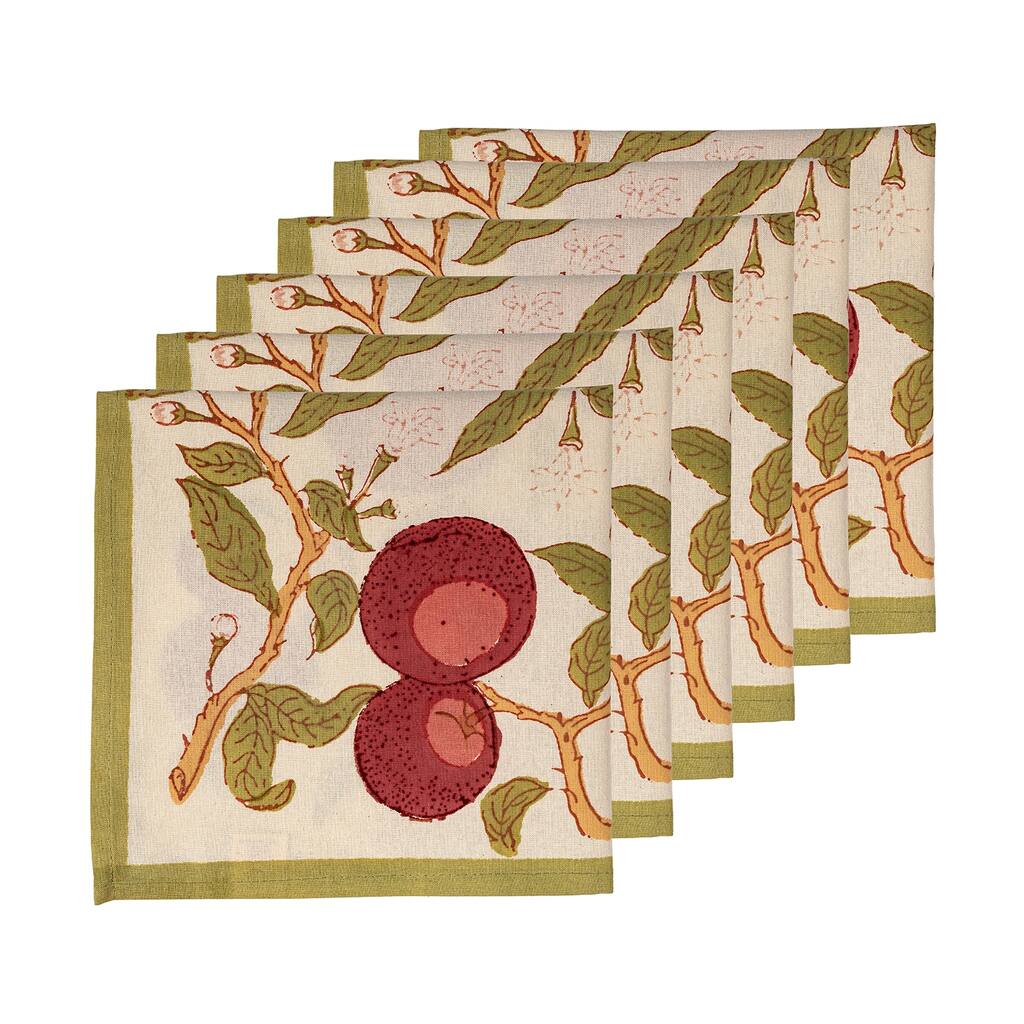 Couleur Nature Orange Tree Napkins - Red/Green - 19" x 19" - Set of 6 - 19" x 19"