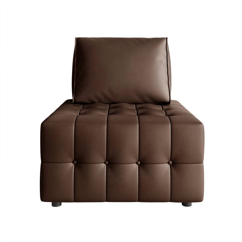 CraftPorch Elegance Button-Tufted PU Upholstered Chair - Brown