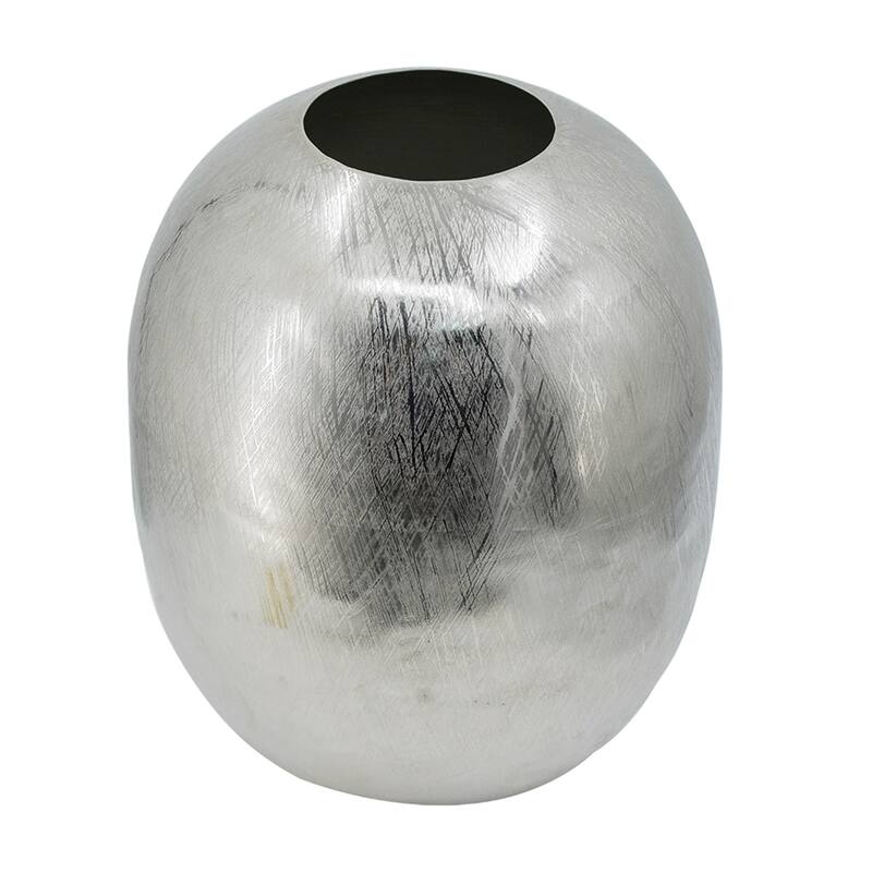 10.5x10.5x13" Aluminum Vase with Silver Streak Finish Modern Home Decor