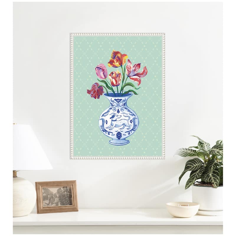 Kate and Laurel Tulip Vase by Lucia Gianello Framed Canvas Wall Art Print
