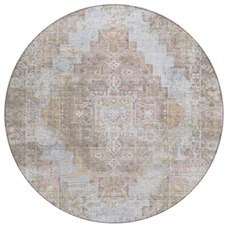 Machine Washable Indoor/Outdoor Traditional Global Chantille Rug