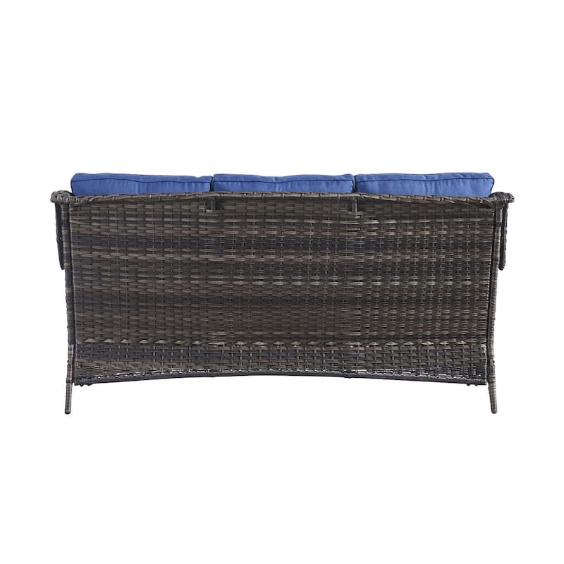 Gymojoy Outdoor Wicker Patio Sofa 3-Seat Rattan Sofa Furniture