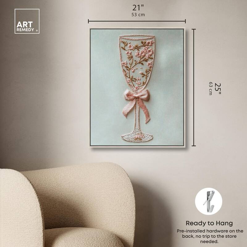 Champagne Glass Bow Canvas by Art Remedy