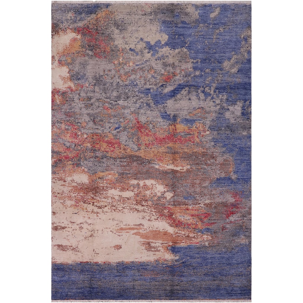 Eclectic Ziegler Jeremy Blue Grey Bamboo Silk Rug - 8'11'' x 12'0''