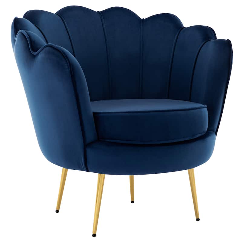 Velvet Lotus Accent Chair Small Comfy Barrel Chair Cozy Round Armchair