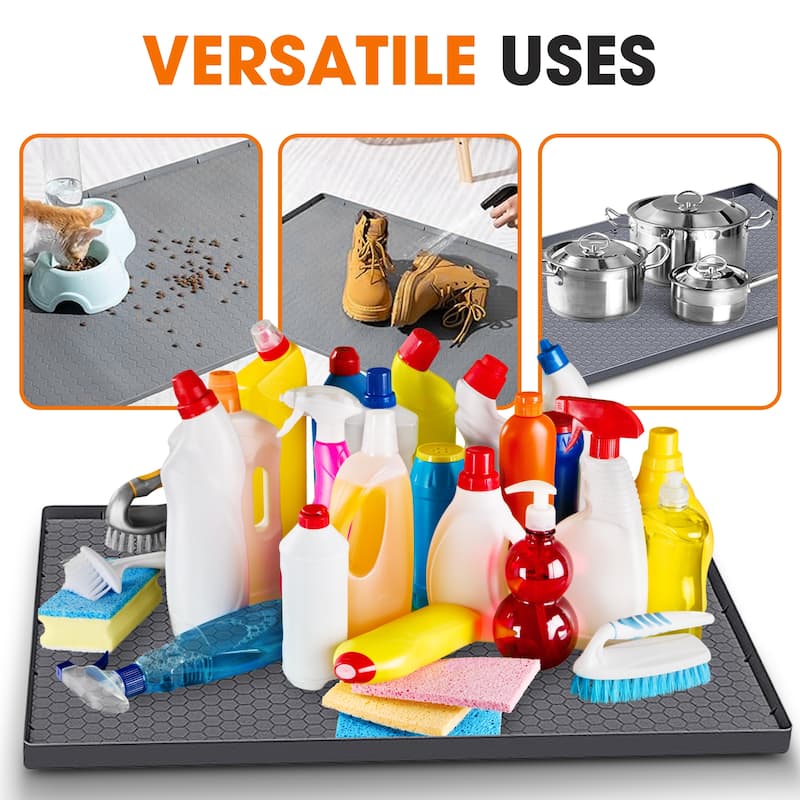 Cheer Collection Waterproof Silicone Under Sink Mat with Raised Edges