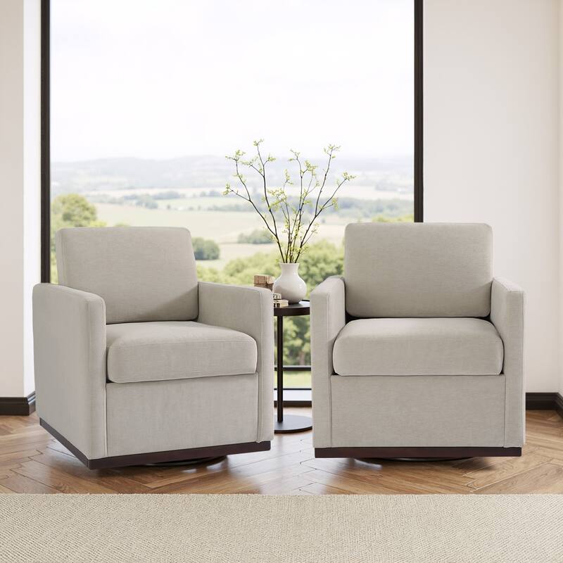 Cozy Swivel Armchair 360°Rotating Base Accent Chair Set of 2