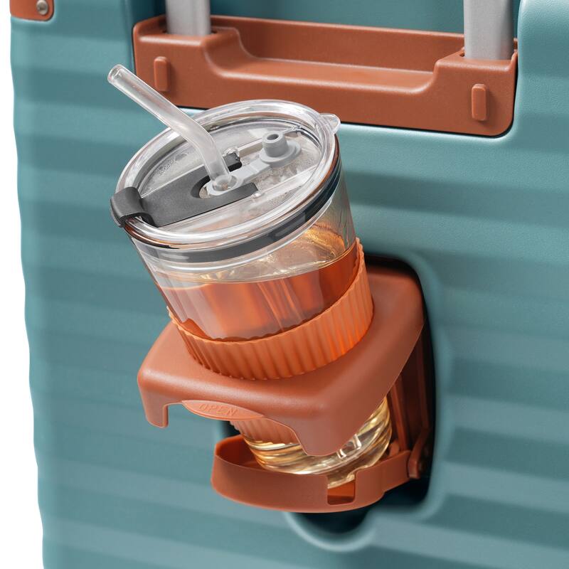 5-Piece Modern Expandable Luggage Sets, Front-opening Luggage with USB Port, Cup Holder and TSA Lock, for Boarding Travel