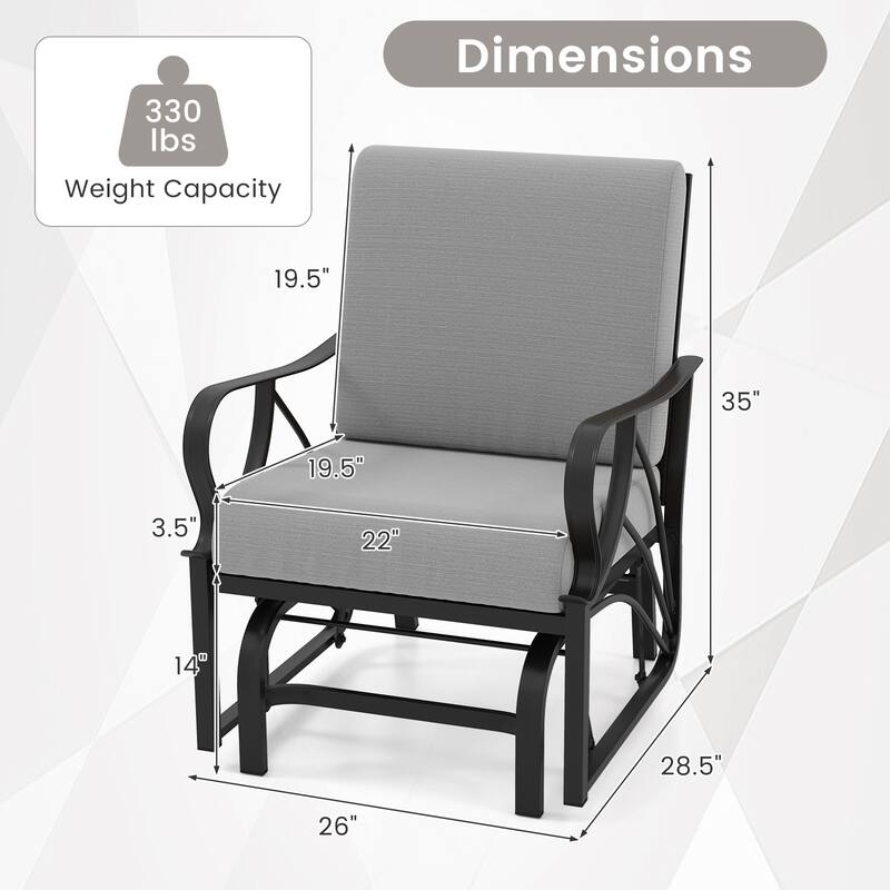 Gymax Patio Glider Chair Single Outdoor Rocking Chair w/ Seat & Back