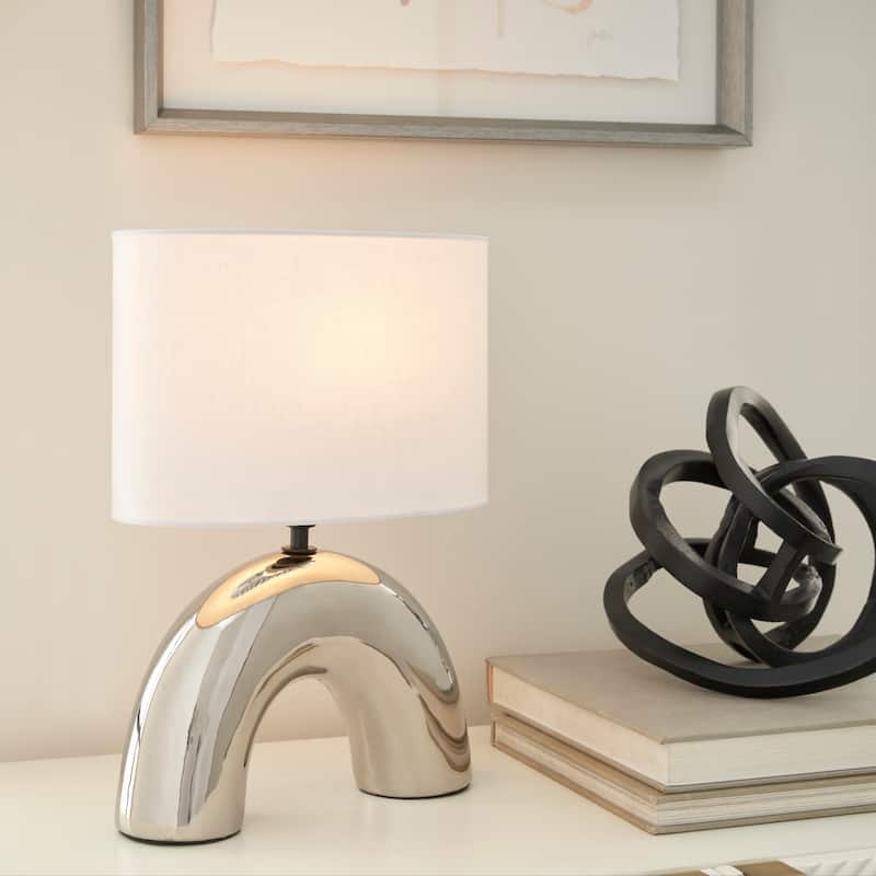 Nourison 15" Modern Silver Chrome Arch Table Lamp