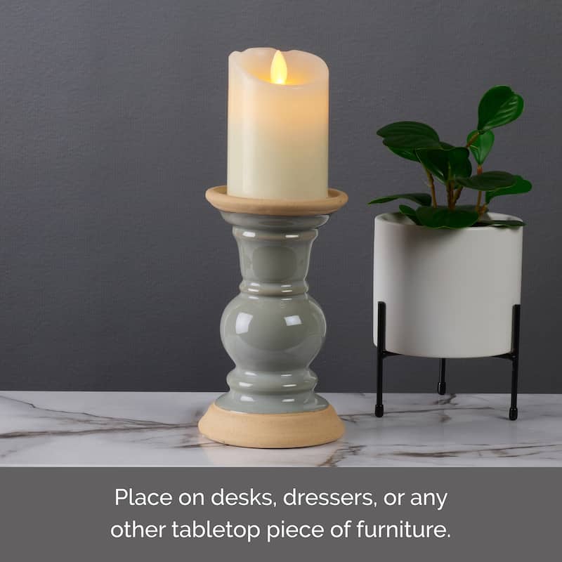 Elements Gray Ceramic Ring Candle, 7 Inch
