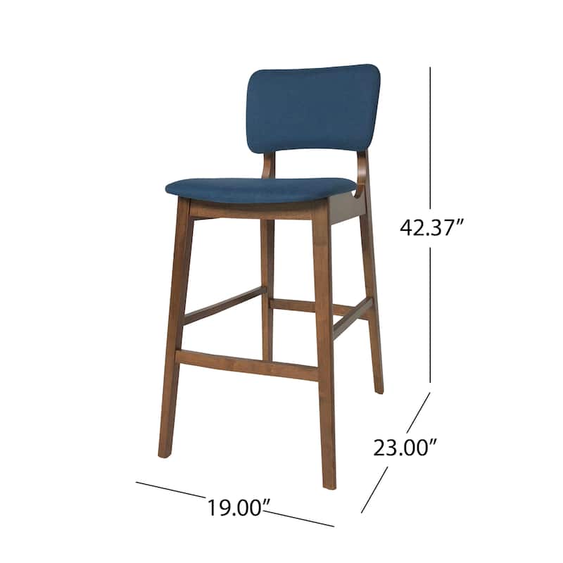 Modern Set of 2 Bar Stools with Padded Backrest, Upholstered Seat, Wooden Frame, Footrest, for Bar Dining Room Living Room