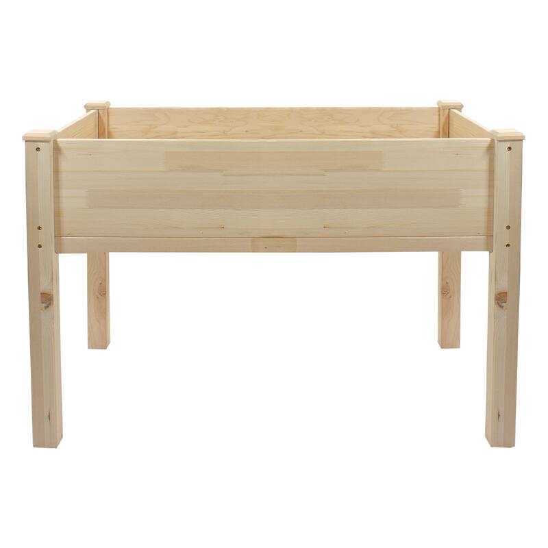 4ft Natural Wood Raised Garden Bed Planter Box with Liner - 4'