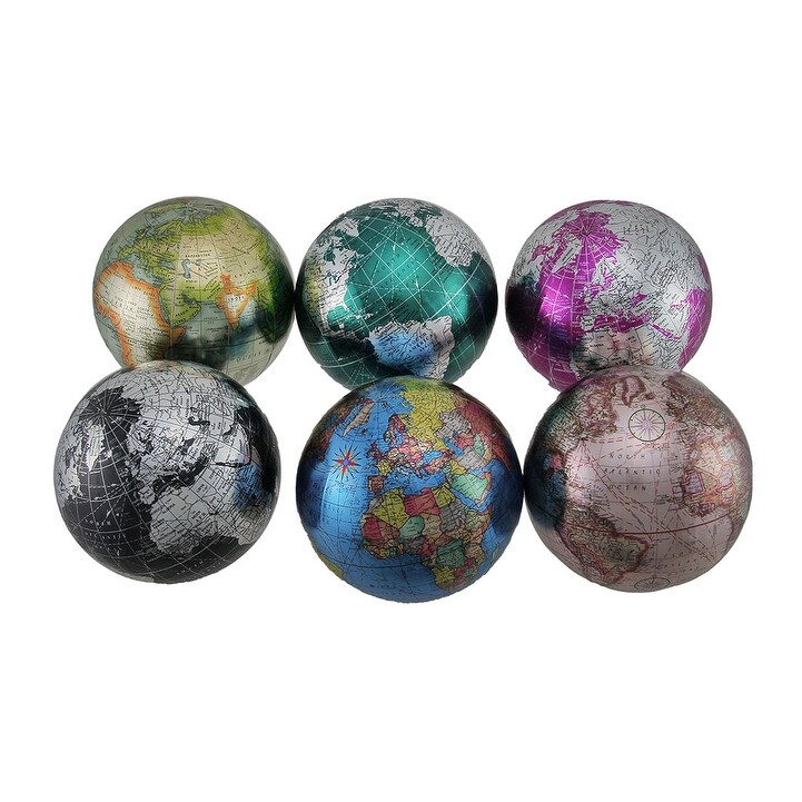 Shop Set Of 6 Colorful Metallic World Globe Decorative Balls 4