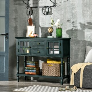 HOMCOM Vintage Console Table with 2 Drawers and Cabinets, Retro Sofa Table for Entryway, Living Room and Hallway