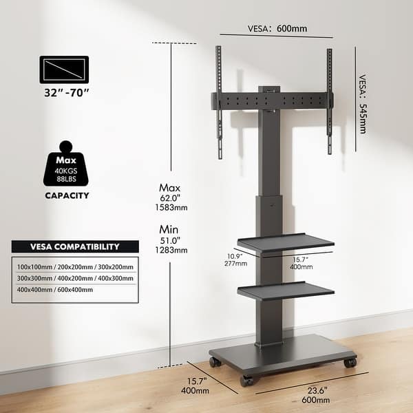 FITUEYES Rolling TV Stand For 32 70 Inch TVs With Wheels Horizontal And fitueyes-rolling-tv-stand-for-32-70-inch-tvs-with-wheels-horizontal-and