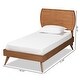 preview thumbnail 9 of 8, Aimi Mid-Century Walnut Brown Finished Wood Twin Size Platform Bed