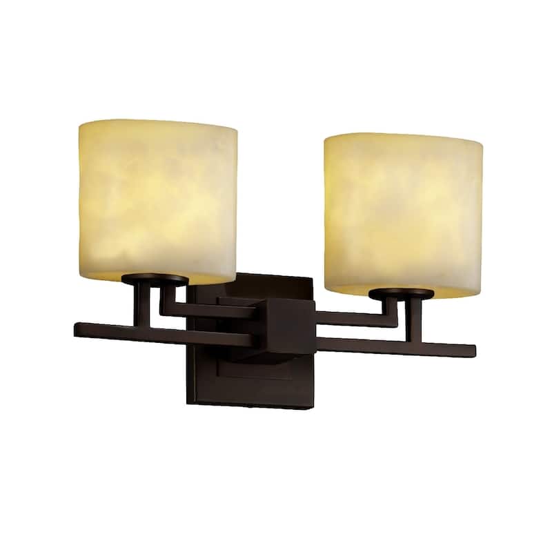 Justice Design Clouds Aero 2-light Dark Bronze Bath Bar, Clouds Oval Shade - Dark Bronze
