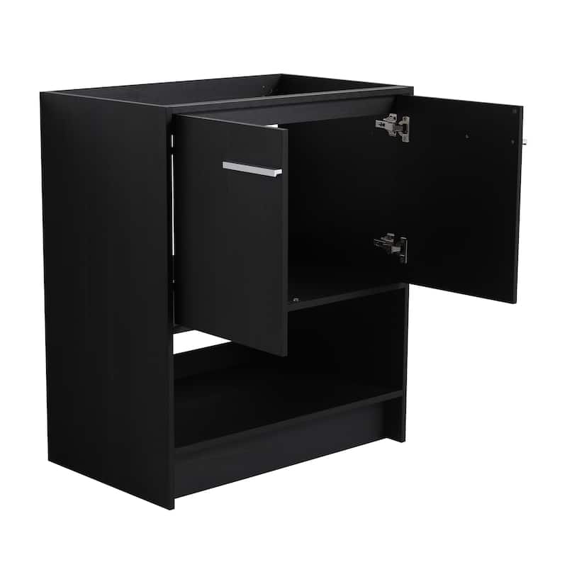 GDFStudio - Lisbon Modern Minimalist Freestanding Bathroom Vanity Cabinet with Soft Close Doors, Open Shelf, Sink NOT INCLUDED