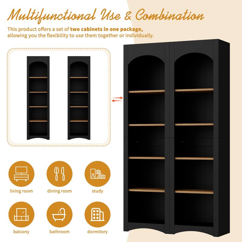 72"Hight Freestanding 5-Tier Bookshelves, Bookcases Set of 2 with Adjustable Shelves