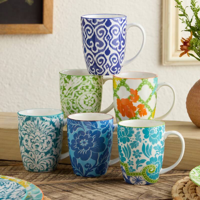 Certified International Pavillion 16 oz. Mugs, Set of 6 Assorted Designs