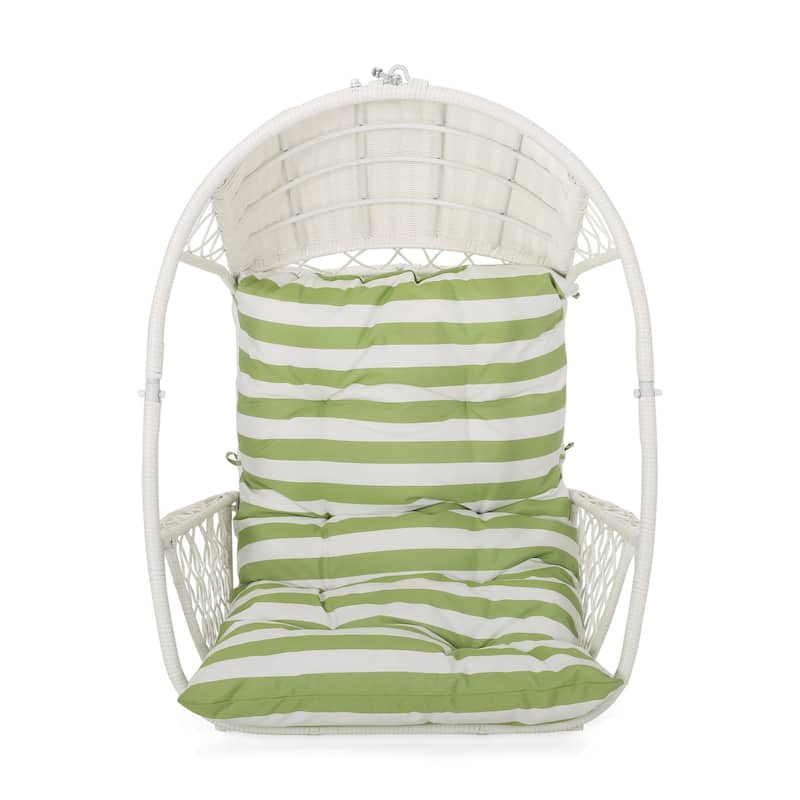 Outdoor Rattan Hanging Chair, Cozy Basket Chair with Water-Resistant Cushions, Wicker Swing Chair