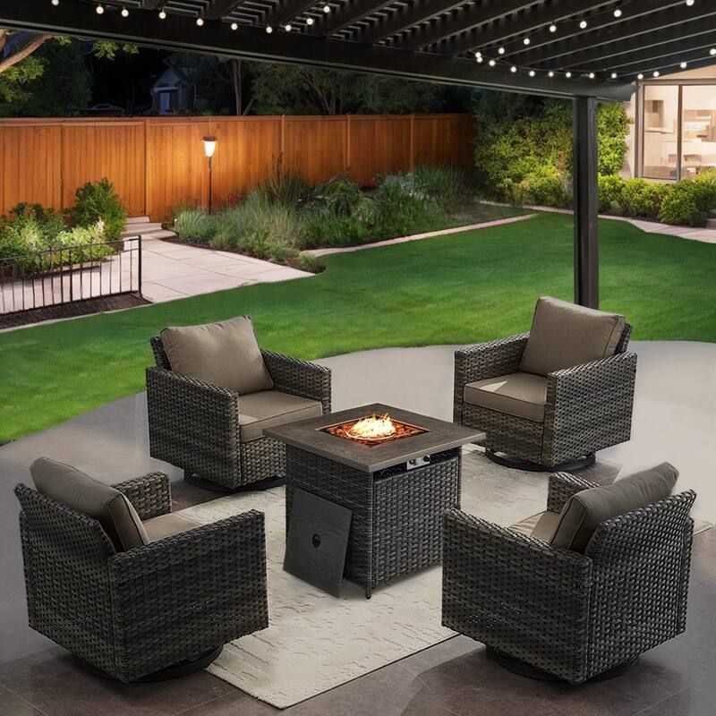 Gymojoy Outdoor Fire Pit Conversation Set, Patio Furniture with Cushions