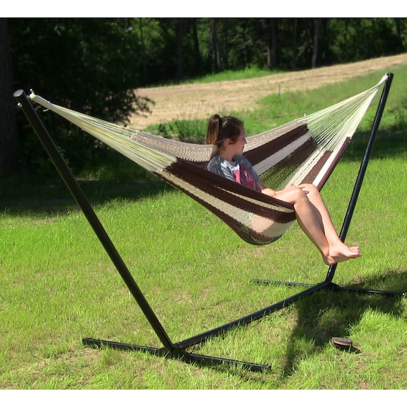 Sunnydaze XXL Thick Cord Mayan Hammock & Hammock Stand