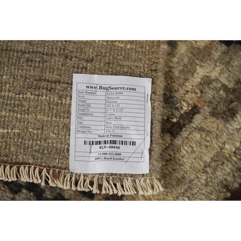 Geometric Moroccan Rug Handmade Multi-Color Tribal Wool Carpet - 4'10" x 6'3"