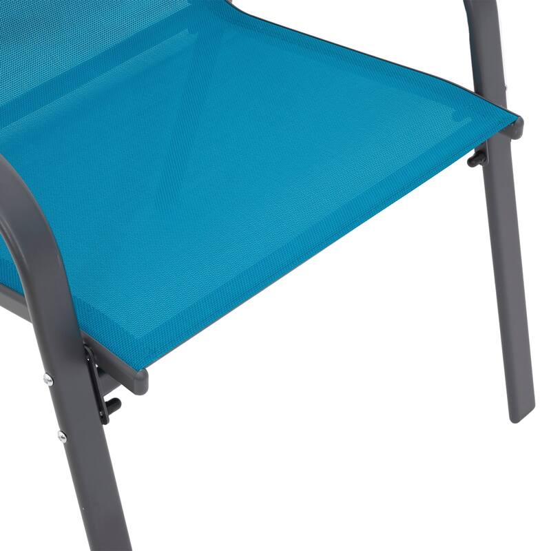 4 Piece Patio Chairs, Outdoor Camping Chairs with Breathable Textilene Fabric, Set of 2 Garden Chairs with Armrest High Backrest