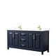 preview thumbnail 1 of 67, Daria 72 Inch Double Vanity, Cultured Marble Top Dark Blue, Gold Trim, White Cultured Marble Top