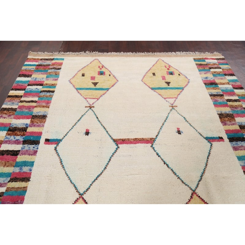 Tribal Moroccan Oriental Living Room Area Rug Hand-knotted Wool Carpet - 7'7" x 10'7"