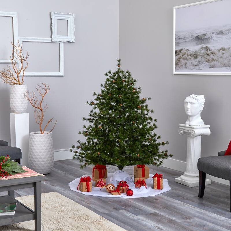 5 Ft Artificial Christmas Tree with Lights - Holiday Pine Tree, Festive Decor, Indoor Xmas Tree - Green - 60