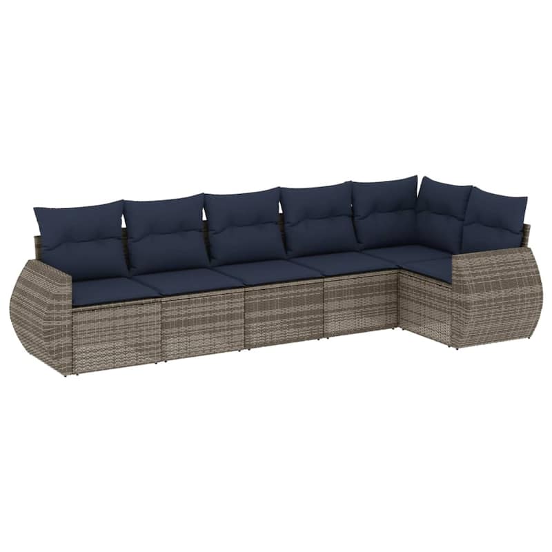 vidaXL Patio Sofa Set with Cushions Outdoor Conversation Furniture Poly Rattan - 24.4 x 24.4 x 27.2