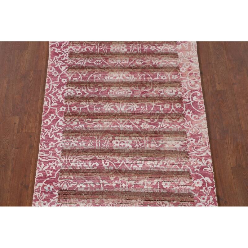 Striped / Abstract Accent Rug Hand-Knotted Modern Wool Carpet - 2'8"x 4'10"