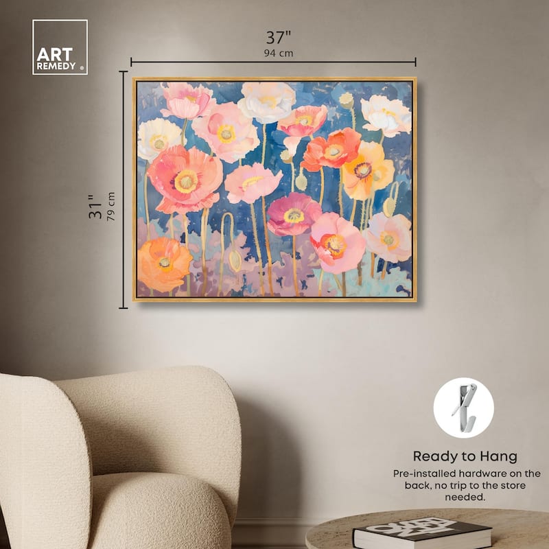 Pastel Poppies Canvas by Art Remedy