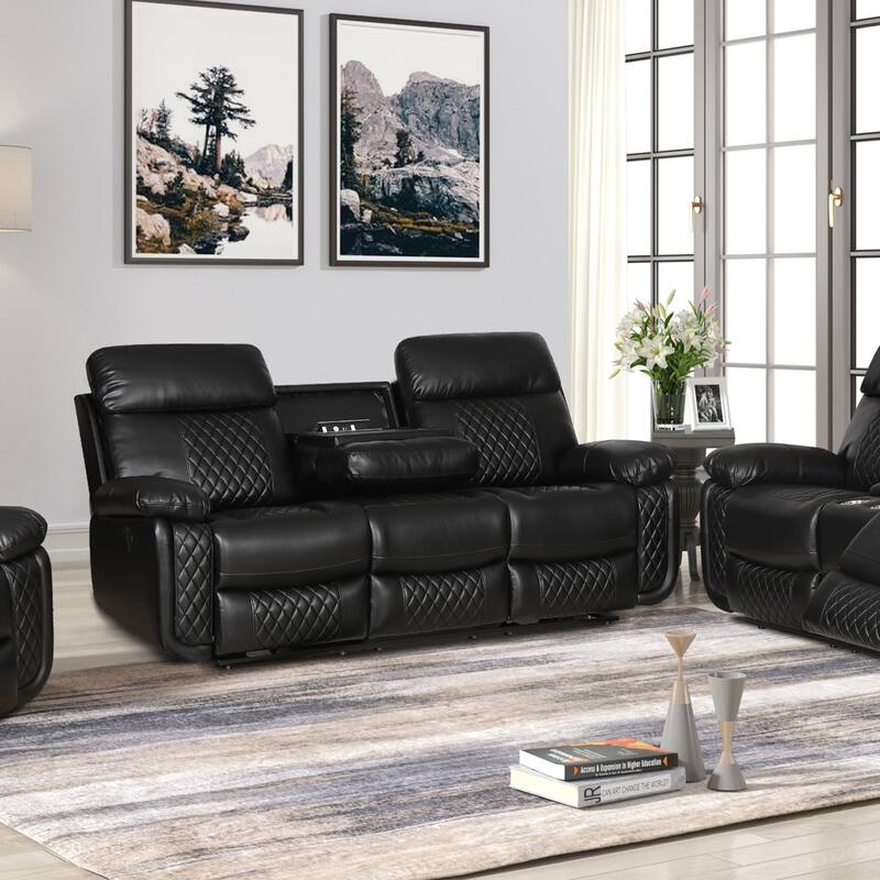Contemporary Living Room Faux Leather Upholstered Sofa
