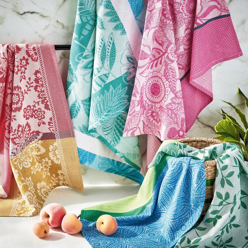 Pear Jacquard Dishtowel - Cotton Kitchen Towel for Fall Harvest, Machine Washable, 28" L x 20" W