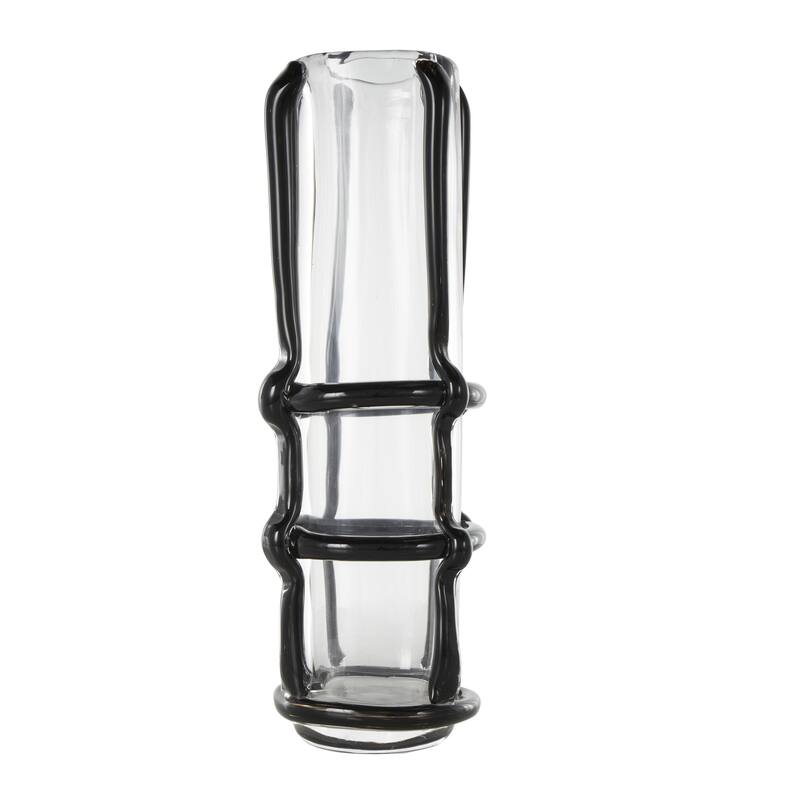 Recycled Glass Handmade Tall Decorative Vase with Glass Framing - Blue or Black - Roche River Decor