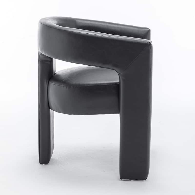 SEYNAR Modern Glam PU Leather Upholstered Dining Chair, Open-Back Accent Chair Set of 2