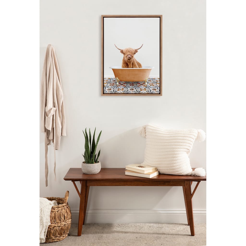 Kate and Laurel Sylvie Cow Mediterranean Bath Canvas by Amy Peterson