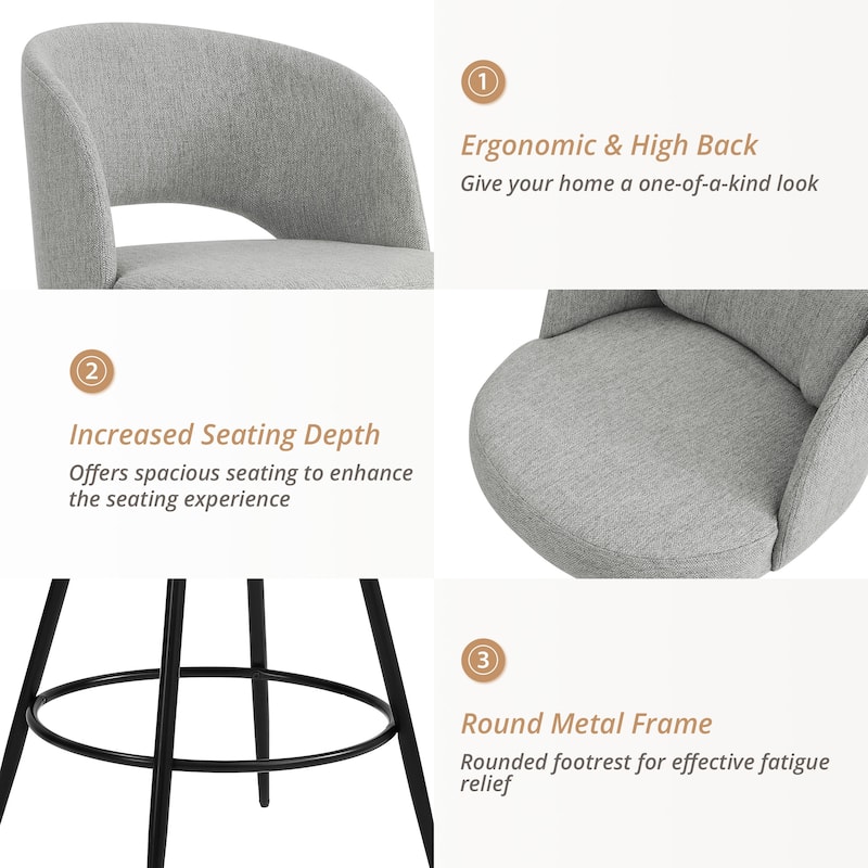 Swivel Bar Stools Set Of 2/3/4, Metal Bar Stools, Modern Upholstered Bar Stools For Kitchen Island - 20.3"W X 20.3"D X 39"H