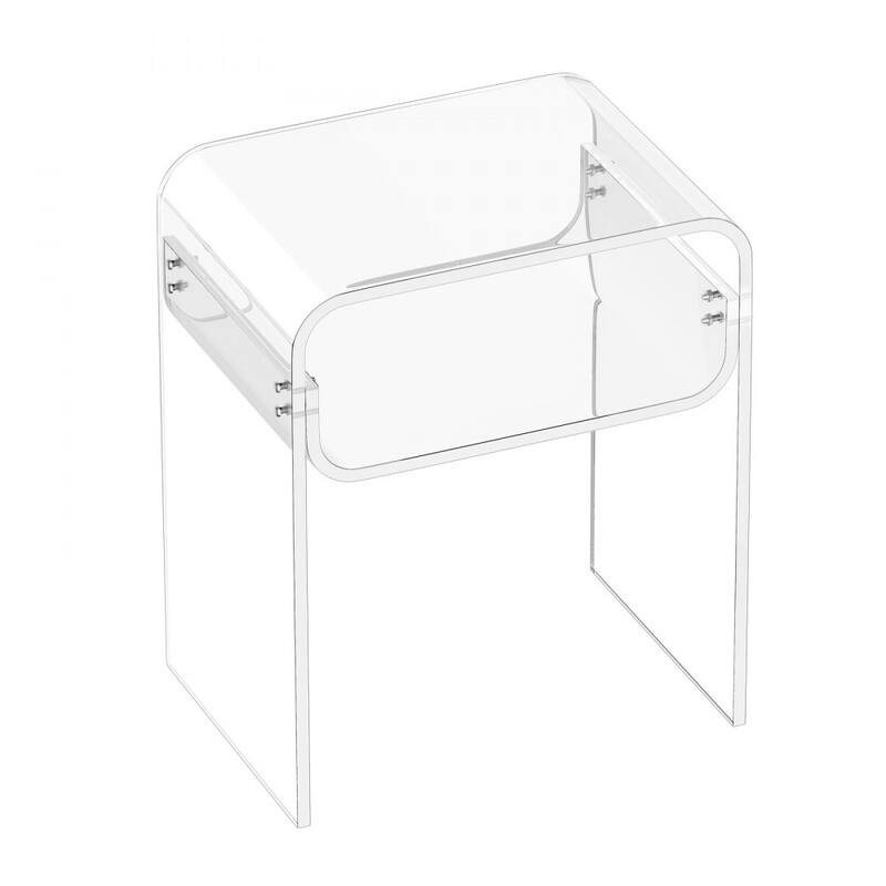 Clear Acrylic 2-Tier Side Table with Sturdy Shelves and Modern Design - 11.8 x 15.7 x 19.7 in /
