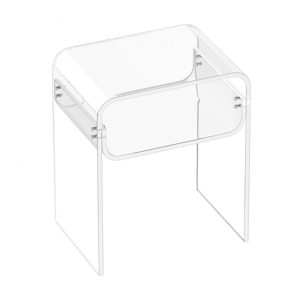 Clear Acrylic 2-Tier Side Table with Sturdy Shelves and Modern Design - 11.8 x 15.7 x 19.7 in /